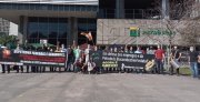 Petroleiros da PBIO se manifestam no Rio contra privatização na sede da Petrobras