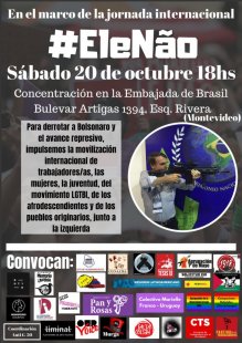 #EleNao: organizações promovem concentração para manifestação unitária na embaixada do Brasil no sábado, em repúdio de Bolsonaro