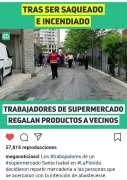 Trabalhadores de supermercado no Chile entregam produtos a vizinhos