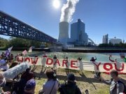 Manifestantes protestam em mina de carvão contra combustíveis fósseis na Alemanha