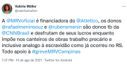 Twittaço em apoio à greve da MRV denuncia a intransigência de Rubens Menin