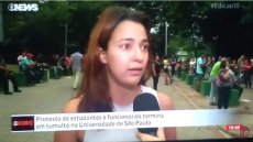 GloboNews entrevista Diana Assunção, trabalhadora da USP agredida pela PM