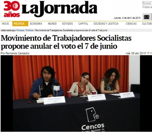 Movimiento de Trabajadores Socialistas propõe anular o voto em 7 de junho
