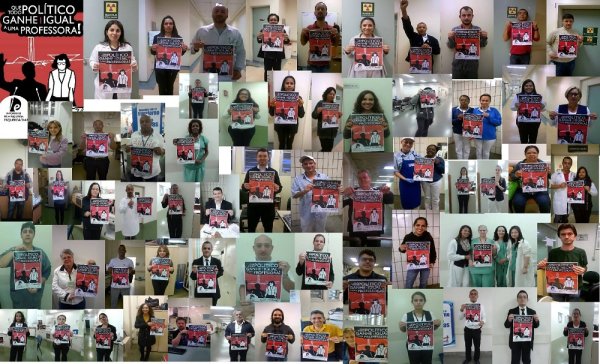Apoio dos trabalhadores do Hospital Universitário - HU da USP à campanha “Que todo político ganhe igual a uma professora”