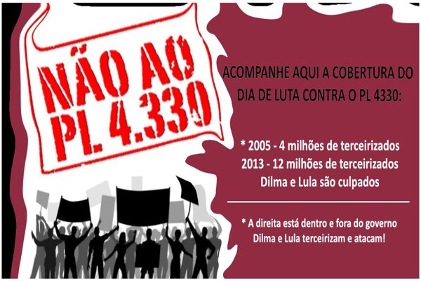 15 de abril: jornada de protestos contra a terceirização e os “ajustes” de Dilma