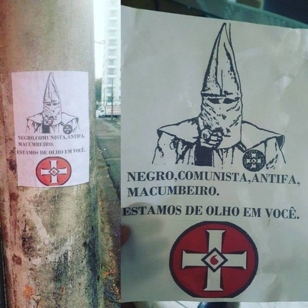 Escória de direita espalha cartazes racistas e lgbtfobicos por Blumenau